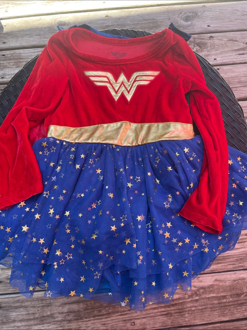 TODDLER Wonder Woman Costume- Red Blue Gold Tulle Costume Dressw/ Cape Size 5T